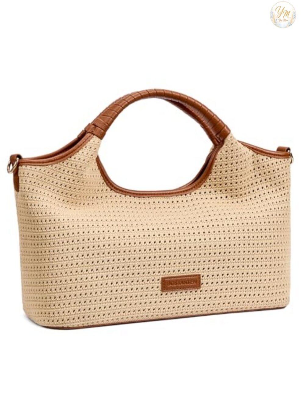 Genuine Leather Satchel Handbag Two Compartments Adjustable Strap